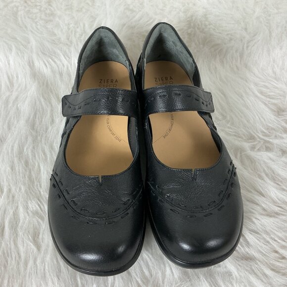 Ziera Gummibear Black Leather Mary Jane Flats EU 40 W US 9.5 W - Picture 2 of 8